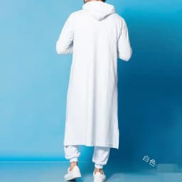 New Men's Casual Long Sleeve Pullover Hooded Drawstring Long Sweater Vintage Fashion Striped Pocket Robe