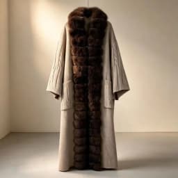New Luxury Winter Real Natural Fox Fur Collar Woolen Blends Knit Long Overcoats Women Loose Warmth Cashmere Fur Jacket