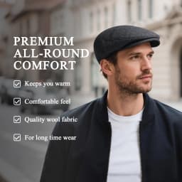 JANGOUL Herringbone Flat Ivy Newsboy Cap for Men Boston Irish Hat Classic Wool Blend Tweed Cabbie Outdoor Driving Hat JGMZ630