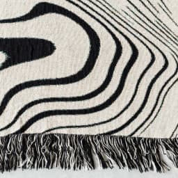 Abstract Wavy Jacquard Woven Throw Blanket Boho Black White Swirl Tassel Blanket Modern Art Woven Sofa Throw Home Decor