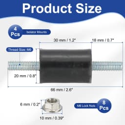 4/8Pcs M3 M4 M5 M6 Rubber Isolator Mounts Rubber Studs Shock Absorber Anti-Vibration Isolation Damping Mounts with Lock Nuts