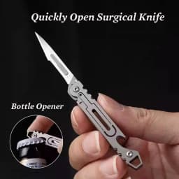 Stainless Steel Fast Open Scalpel MINI Folding Knife Outdoor Survival Camping Portable EDC Tool 10 Blade Free Bottle Opener