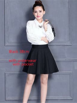 Skirts Women Size M-3XL Pleated Solid Pocket Elastic Waist Middle Skirt Trendy All-match Office Lady Skin-friendly Elegant