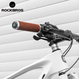 ROCKBROS Leather Bicycle Grips MTB Handle Bar Grips Ergonomics Handlebar Grip Bilateral Lock Non-slip Cozy Bike Accessorie