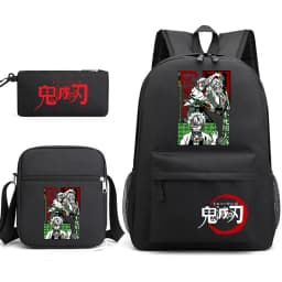 Demon Slayer Anime Print School Backpack Set 3Pcs with Shoulder Bag Pencil Case for Boys Girls