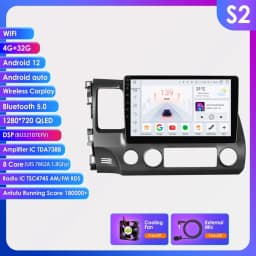 10.1 " Hizpo 2Din Android Auto Car Radio for Honda Civic 2006 - 2011 Snapdragon 6115 GPS RDS DSP BT 4G CarPlay SWC 360 ° CAM