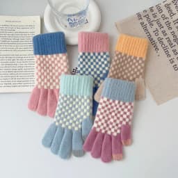 Winter Women Keep Warm Touch Screen Knitted Woolen Gloves Cute Lovely Fashion Lattice Thickened High Quality Cold Protection