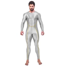 AMORESY Draco Men Oily Glossy Elastic Patchwork Jumpsuit Tracksuit Bodysuit Wrestling Sport Gym Fitness Tight Overalls Sweatsuit