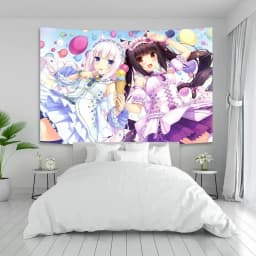 VIKAMA Anime Tapestry with Nekopara Chocola And Vanilla Neko Character Design for Anime Room and Bedroom Wall Decor