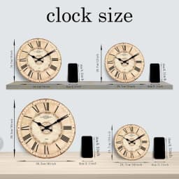 American Retro Roman Numeral Pattern Wooden Wall Clock for Living Room, Bedroom, Kitchen, Home Decoration, Silent Quartz Clock, Holiday Gift, 10-Inch, 12-Inch 14inch 16inch (Without Battery)
