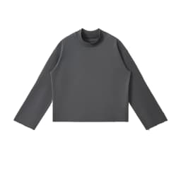 Personalized LOGO custom 350G cotton men's BOXY short and wide half-high neck long-sleeved hem burr sweater