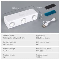 3 Colors or RGB Motion Sensor Wall Light LED Night Light USB Rechargeable Magnetic Wall Lamp Touch Dimming Bedside Stair Light
