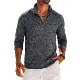 Mens Long Sleeve Quarter Zip Sweatshirt Solid Color Casual Pullover Tops Zip Up Hoodies for Daily and Outdoor Activities Tops