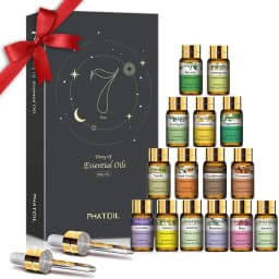 PHATOIL 15pcs x 5ml Essential Oil Gift Set For Aromatherapy Diffuser Lavender Peppermint Eucalyptus Lemon Cinnamon Vanilla Rose Aroma Essential Oils For Soap & Candle Making