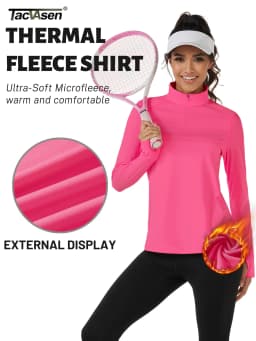TACVASEN Fleece 1/4 Zip-Up Pullover Womens Warm Long Sleeve Outdoor Sports Tops Breathable Athletic Running Jogging Sweatshirts