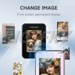 NFC Enabled Smart Magnetic Card Bag For iPhone 16 15 14 13 Pro Max Black Mythical Wukong E Ink 4-color Screen DIY Picture Funda