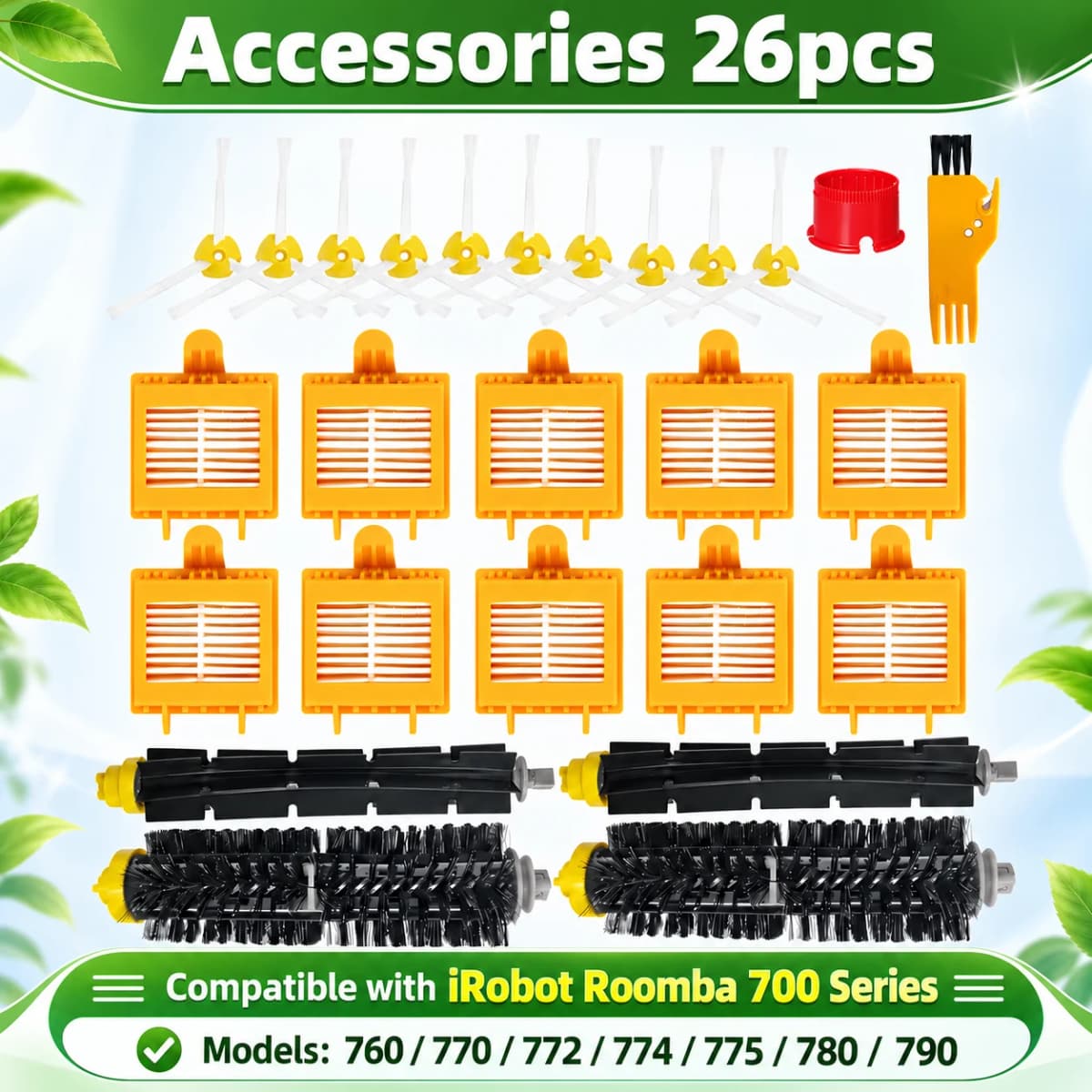 For IRobot Roomba 700 Series 760 770 780 790 772 774 775 Robot Vacuum Cleaner Main Side Brush HEPA Filter Front Wheel Parts