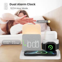 7-in-1 MagSafe Alarm Clock Charger-Wireless Station for iPhone 12-16/Samsung/Xiaomi/Huawei/Apple Watch/AirPods with Night Light