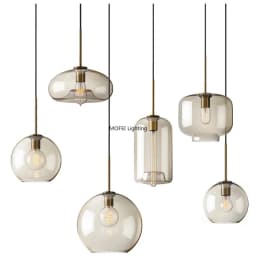 Art Industrial Retro E27 Glass Pendant Light Nordic Loft Chandelier Kitchen Restaurant Minimalist Hanging Lamp Suspension LED