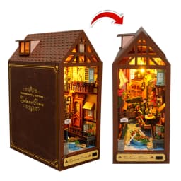 DIY Book Nook Shelf Insert Kits Miniature Dollhouse with Furniture Room Box Cherry Blossoms Bookends Japanese Store Toys Gifts