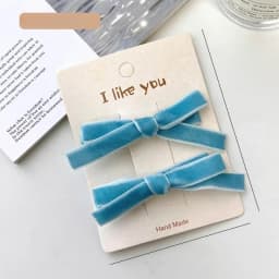 2PC Korean Style Velvet Bow Hairpin Set Solid Color Simple Hairgrip for Girls & Women Vintage Hair Clips Accessory