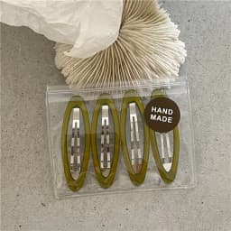4pcs K-style Bright Water-drop Shaped Alloy Hair Clips For Women Vintage Solid Color 6.5cm Big Bobby Pins Barrettes Side Hairpin