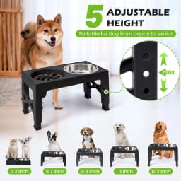 Elevated Dog Feeder Bowls Adjustable Raised Stand with Double Stainless Steel Food Water Bowls Small Medium Large Dogs