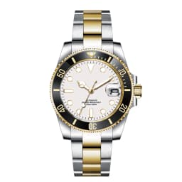Custom Logo 40MM Luxury NH35 Automatic Watch Two Tone Gold Sapphire Glass Ceramic Bezel Men Diver Watches Male reloj hombre