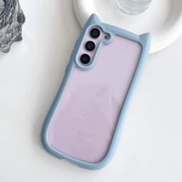 Cute Cat Ear Transparent Case For Samsung Galaxy S26 Ultra S26 S25 S24 S23 Plus S26 EDGE Soft Border Shockproof Cover S26