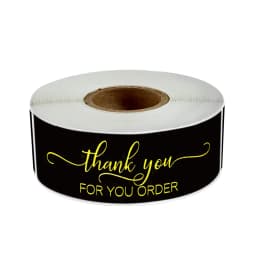120pcs Rectangle Thank You For Your Order Sticker for packaging Stationary Stickers Roll Black Pink Transparent Thank you labels
