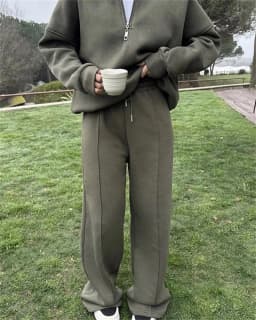Autumn and winter suit semi-open pullover sweater trousers two-piece set