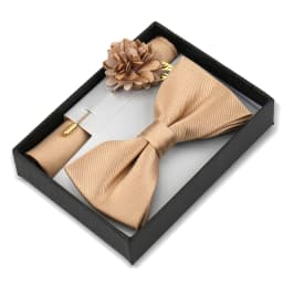 Bowtie Man Flower Brooch Set With Box Pocket Square Butterfly Lapel Pin Bow Tie Set For Men Wedding Suit Accessories Gift Cravat