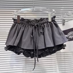DEAT 2026 Spring New Sweet Temperament Ruched Ruffle Waist Tie Skirt For Women Elastic Waist Flower Bud Short Skirts 11A08273