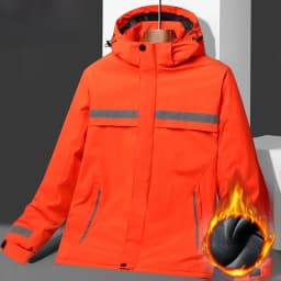 High-Speed Reflective Thickened Cotton Jacket Men's Fleece-Lined Printed Workwear Winter Outdoor Style Removable Hat Business...