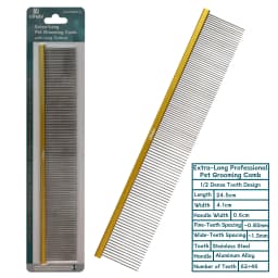 OITABI 24.5cm Extra-Long Professional Pet Grooming Comb with Long Tooth, Semi-Dense & Semi-Wide Row Comb for Cat Dog Round Tooth