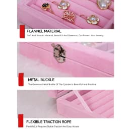 Velvet Ring Organizer Box - Clear Lid Jewelry Holder, Dust-Proof Storage Tray for Rings and Earrings for Multiple Jewelry Pieces