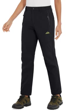 TACVASEN Womens Winter Waterproof pants Fleece Lined Softshell Trousers With Zipper Pockets Thermal Cargo Outdoor Ski Pants