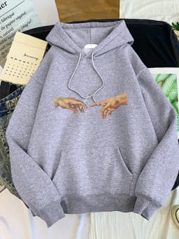 Hoodies Women's Two Hands And a Cigarette Graphic Print Hoodiest Thirteen Colors Harajukua Style Casual Top Women Street Style