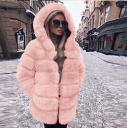 Faux Fox Fur Coats Women Mid Length Jacket Y2k Hooded Coverd Button Long Sleeve Thick Warm Fur Loose Casual 2025 Autumn Winter