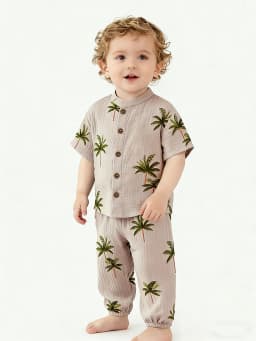 2Pcs Organic Cotton Kids Baby Sets Spring Summer Solid Tshirt Top + Pant Casual Toddler Boy Clothing