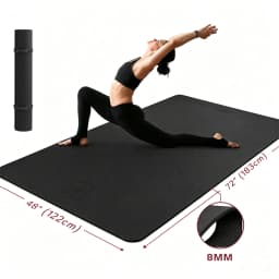 HAPBEAR Extra Large Yoga Mat,48ร72 Inch TPE 6mm/8mm DoubleโSided NonโSlip Wide Fitness Mat with Bag Straps for Home Gym Pilates Workouts
