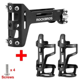 ROCKBROS Double Cup Bicycle Water Bottle Cage Saddle Extension Holder Cycling Kettle Brackets MTB Road Bike Accessories Parts