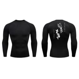 Sword Print Long Sleeve Compression Shirt for Men Athletic Quick Dry Tshirts Tops Gym Workout Running Baselayers Undershirts