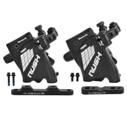 TANKE Wire Pulling Hydraulic Disc Brake Calipers Flat Mount Road Bike Bicycle Brake Set RUSH Front Rear 2 Piston Resin Pads Kits