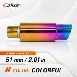 EPLUS Universal Car&Motorcycle Stainless Steel Exhaust Muffler Slant Cut Tip Car Exhaust Resonator 51/57/63mm Inlet