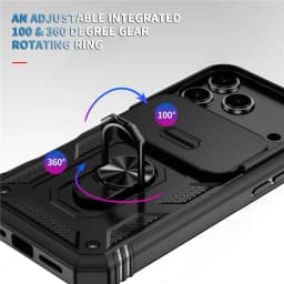 360 Degree Rotate Military Armor Protection Phone Case For iPhone 18 17 13 15 14 16 11 12 Pro Max Plus Air Camera Slide Cover