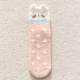 Sweet Pink Rabbits Bowknot Imitation Mink Socks Winter Plush Warm Home Sleeping Socks Ins Japanese Cartoon Cute Furry Tube Socks