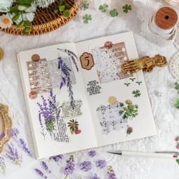 6 Sheets/pack PET Die-cut Sticker Retro Plants Flowers Ferns Clovers Lavenders DIY Scrapbook Junk Journal Collage Materials