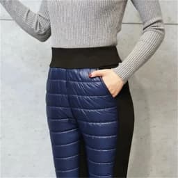 Women Warm Down Cotton Pencil Pants Patchwork High Waist Stretch Velvet Sweatpants Female Casual Skinny Snow Winter Trousers 6XL