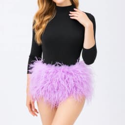 Real Ostrich Feather Fur Short Pants Hot Pants Sex Fashion 23A0409